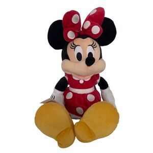 Disney Minnie Mouse Plush Doll 18" Stuffed Toy Red Velvet Lace Dress Bow Yellow